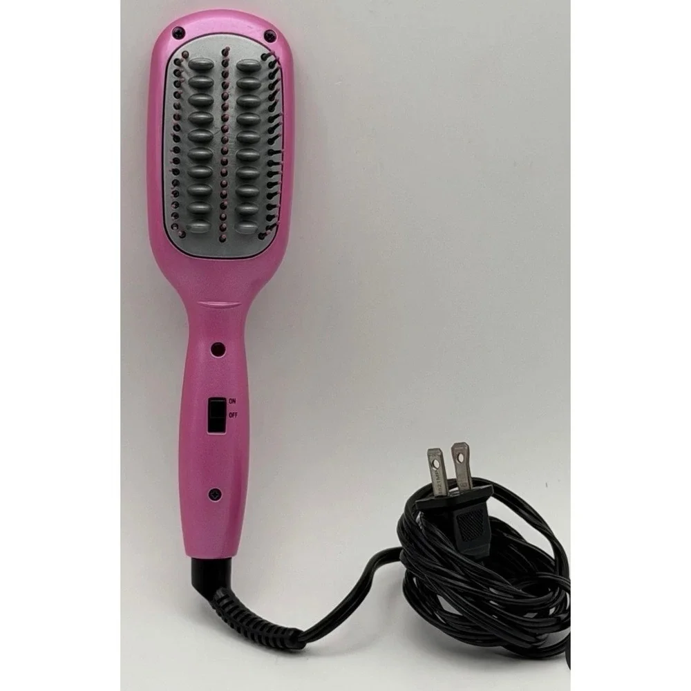 Conair Heated Straightening Brush Womens Pink Ceramic BC11RN Travel Child Girls
